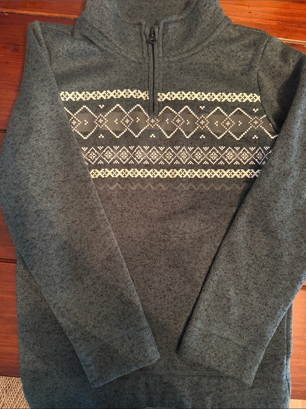 Boy’s Dark Gray Quarter-Zip Fair Isle Sweater